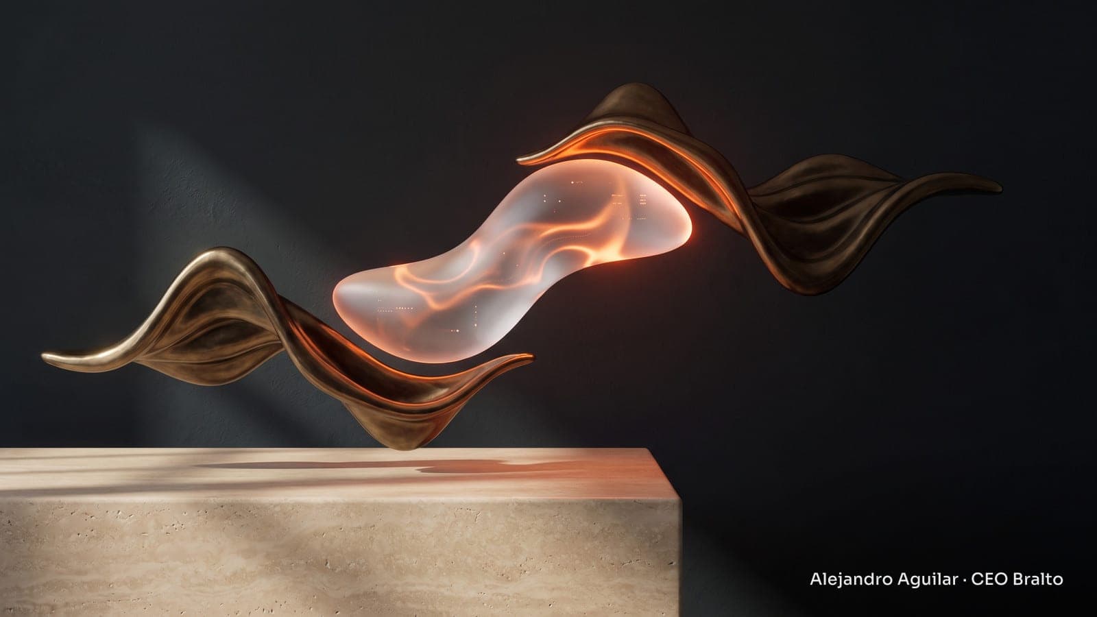 Two metallic sound waves represent an automated conversation between artificial intelligence assistants.