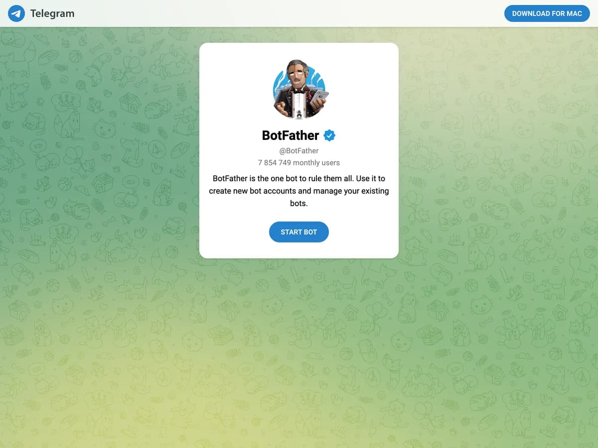 El bot oficial @BotFather en Telegram